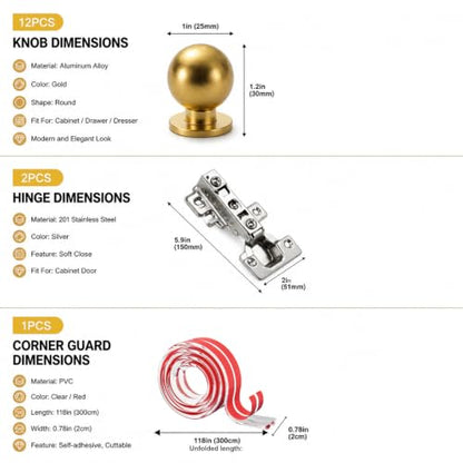 Kitchen Cabinet Hardware - Cabinet Door Knobs - Concealed Hinges - Bumpers