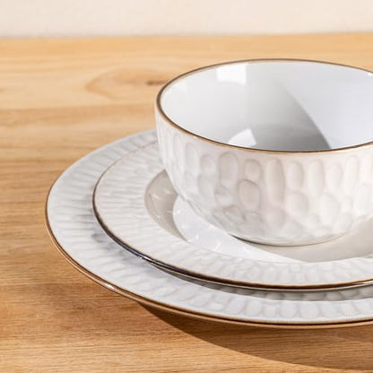 GBHOME Ceramic Dinnerware Sets of 6,18 pcs Plates and Bowls Sets Dishes - color: Pearl White-Bubble, size: Service for 6 (18 pcs)