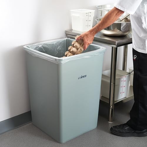 Winco 35 Gallon Gray Commercial Square Plastic Trash Can - color: Gray, size: 35 Gallon