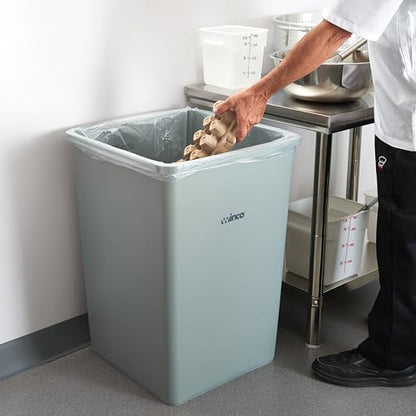 Winco 35 Gallon Gray Commercial Square Plastic Trash Can - color: Gray, size: 35 Gallon