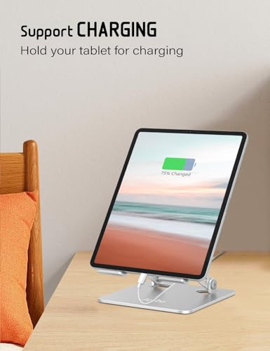 Aoviho Tablet Stand for Desk,Adjustable Tablet Holder,Silver - color: Silver