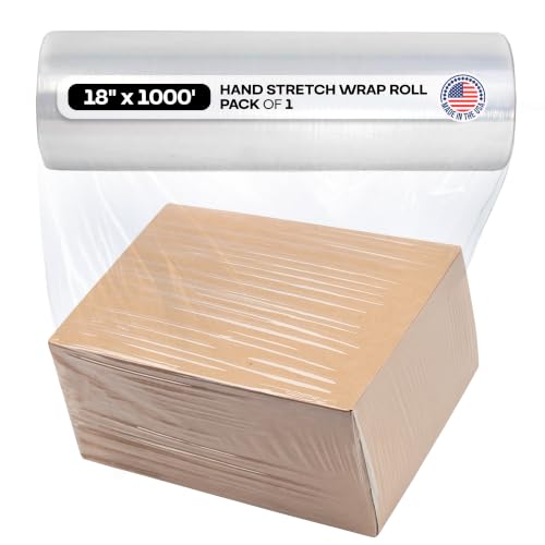 IDL Packaging 18" x 1000', 115G Strong Hand Stretch Wrap Roll - USA-Made - size: 18" X 1000', 115 Gauge