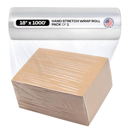 IDL Packaging 18" x 1000', 115G Strong Hand Stretch Wrap Roll - USA-Made - size: 18" X 1000', 115 Gauge