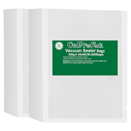 O2frepak Big Gallon 8mil 14"x20" Vacuum Sealer Bags 200ct for Food Storage - size: 4mil 14"x20" Large Size(200count)