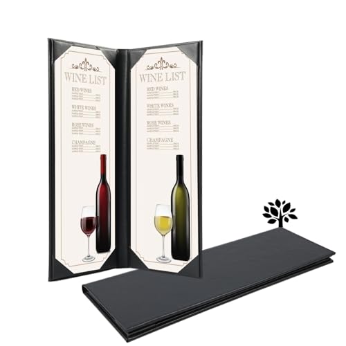 Leather Menu Holder Water Proof Dinner Menu Cover Holder for Restaurant,Hotel,Bar,Cocktails Menu Covers 4.25 x 14 Inch 2 Views,1 Pack - size: 4.25x14 inches/2 views/ 1pack