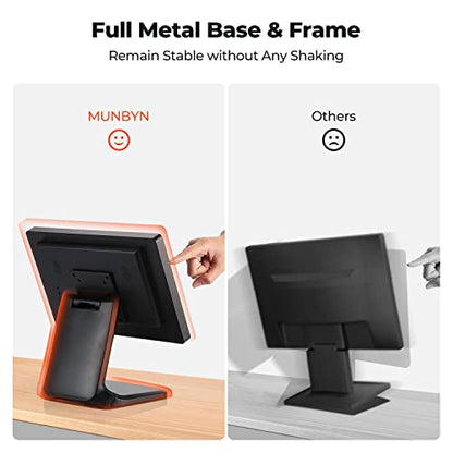 MUNBYN 15.6-inch POS Touchscreen Monitor, Backlit LED Multi-Touch Screen Monitor, HDMI/VGA Capacitive Screen Display True Flat Seamless for Retail Restaurant, Bar, No Driver Required, 2Y Protection