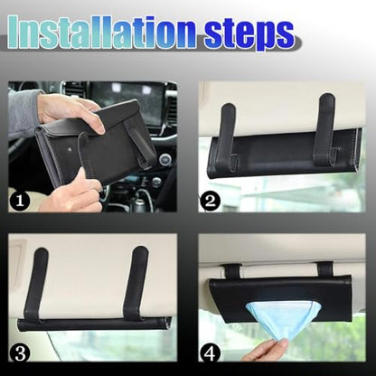 Car Visor Tissue Holder, Vehicle Sun Visor Napkin Hanging Case Holder with Ergonomic Take-Out Port, Automotive Interior Tissue Dispenser, Universal for SUV RV Lorry (Pink)