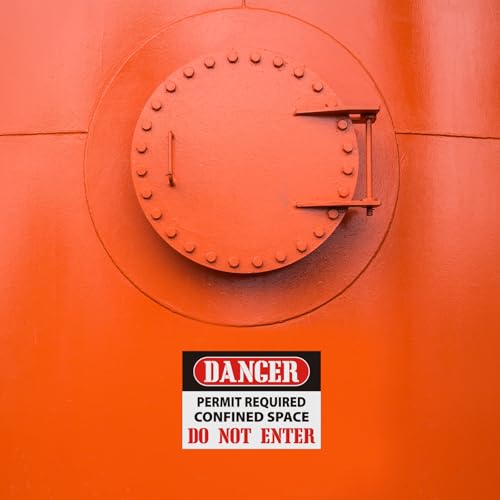 Kingdder 20 Pack Danger: Permit-required Confined Space, Do Not Enter Sign, 10" x 7" Permanent Self Adhesive Vinyl Labels, Confined Space Safety Warning Label, Waterproof & UV Resistant