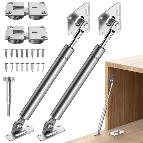 Drop Down Gas Spring Hinge, 90° Struts for Downward Cabinet Doors - color: Silver
