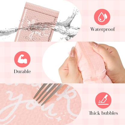 METRONIC Bubble Mailers 6x10 Inch 600 Pack Thank You Pink Padded Mailers - color: Thank you, size: 6x10" 600PC