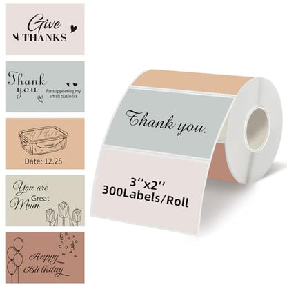 Starboling 3" x 2" Thermal Labels,Self-Adhesive Rectangle Thermal Printer Sticker,for Price,Barcode,Mailing,Name（Beige Gradient） - color: 2''x3''beige, size: 2''x3''