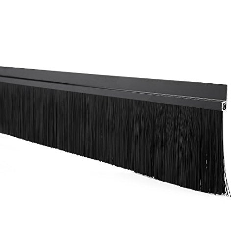 uxcell Door Bottom Sweep H-Shape Aluminum Alloy Base with 2.8-inch Black Nylon Brush 39-inch x 3.6-inch - color: Black, size: 39.37" x 2.8"
