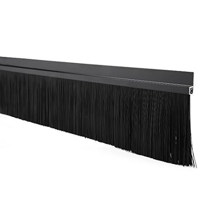 uxcell Door Bottom Sweep H-Shape Aluminum Alloy Base with 2.8-inch Black Nylon Brush 39-inch x 3.6-inch - color: Black, size: 39.37" x 2.8"