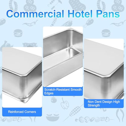 6 Pack Full Size Steam Table Pans,Stainless Steel Hotel Pan,1/1 6 Inch Deep Anti Jam Commercial Table Pan,20.8" L x 13" W Catering Pans Food Pans for Hotels, Restaurants and Home Use - size: 1/1 Size 6inch