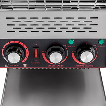 Commercial Conveyor Toaster 300 Slices/Hour,2200W Stainless Steel Heavy Duty Industrial Toasters, Double Heating Tubes,Countertop Electric Restaurant Equipment for Bun Bagel Bread Toast Baked Food - color: Silver - D