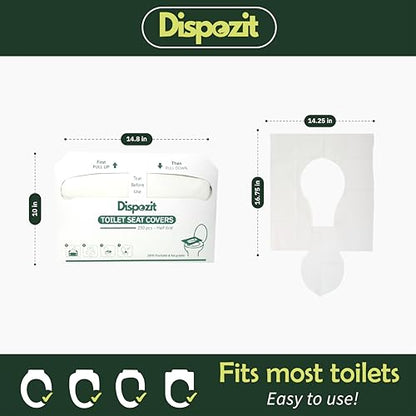 1250 Pcs Flushable Toilet Seat Covers for Hotel, Business, and Commercial