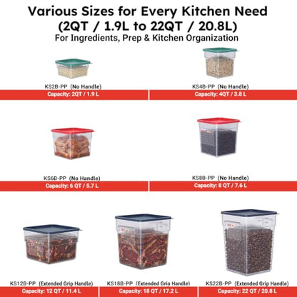 2 Pack 8 QT Commercial Food Storage Containers with Lids, BPA-Free Translucent Square Containers for Pet Food, Flour, Sugar, Rice and Dry Food Storage with FIFO Label Area - size: 2 X 8.0(QT)