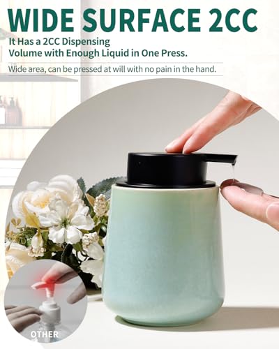 BosilunLife Ceramic Soap Dispenser - Dish Soap Dispenser for Bathroom 12Oz - color: Green