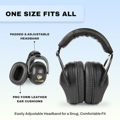 Pro Ears Ultra Sleek Passive Hearing Protection Ear Muffs, Superior Comfort for Long Gun Use, Indoor and Outdoor Range, NRR 26, Made in USA, Adjustable and Padded, Skulls