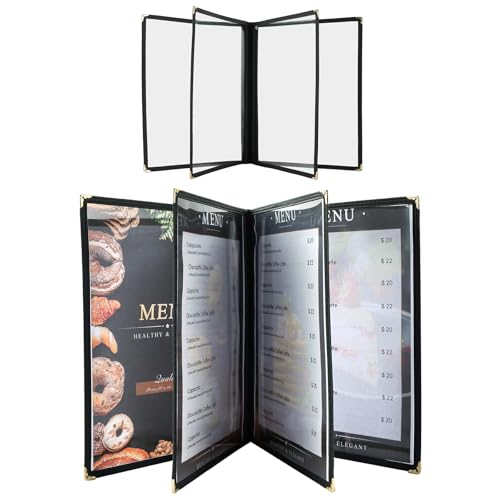 Menu Covers 8.5 x 11 Inch, 2 Pack (4 Page 8 View) - size: 4 page 8 view