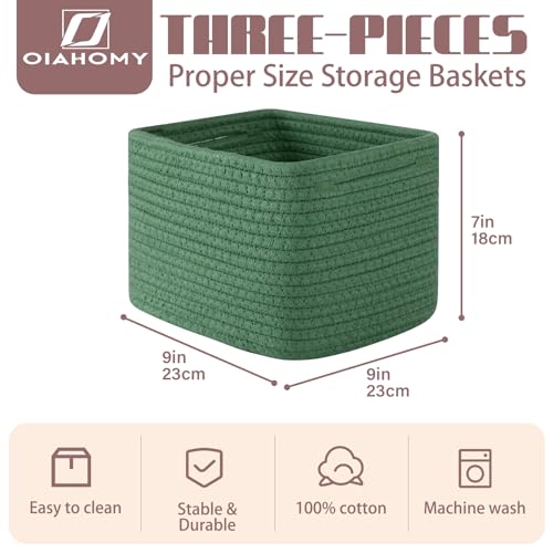OIAHOMY 3 PACK Cube Storage Bins Storage Baskets Shelf Bins Green - color: Green