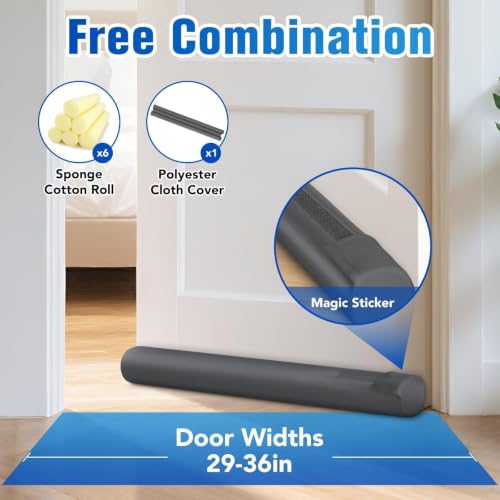 Under Door Draft Stopper, Covers Gap Up to 2.36",36 Inch, Gray - color: Gray, size: 36 Inch