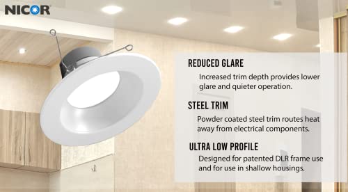 NICOR Lighting DLR566091203KWH DLR56(v6) 5/6-inch White 900 Lumen 3000K Recessed LED Downlight - color: White, style: 1 Pack