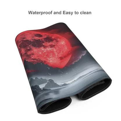 35.4 x 15.7 in, Waterproof XXL Large Mouse Pad for Desk, Extended Keyboard Mouse Mat for Computer Office, Big Laptop Mouse pad, Gaming Pc-Darkness Red Moon - color: Darkness Red Moon