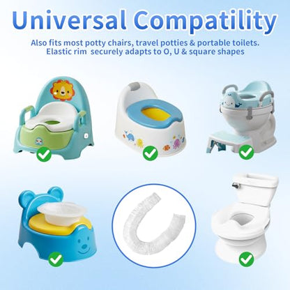 Dunzoom 400 Pcs Potty Liners with Portable Potty Training Bags 18" x 8"