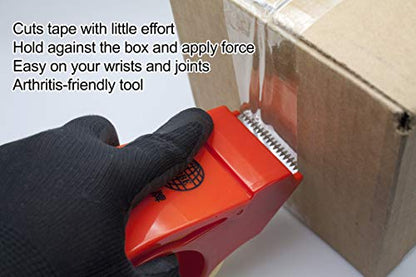 Handheld Easy Tape Dispenser - Side Load Lightweight Industrial Tape Cutter for up to 2" Inch Width Tape. Easy Grip Flow Simple Sealer for Office, Commercial Operation, Shipping, Carton Sealing