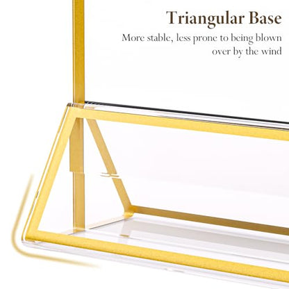 6"x8" Clear Acrylic Tabletop Sign Holder with Gold Frame, 12 Pack - size: 6"× 8"-12 Pack