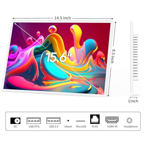15.6" Digital Signage Display with Adjustable Stand - color: White, size: 2+32