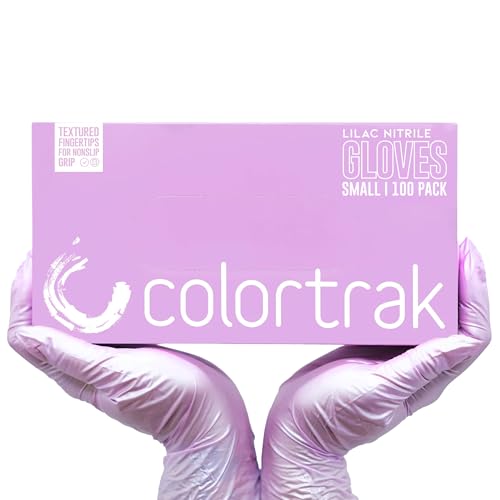 Colortrak Disposable Nitrile Gloves, Latex-Free, Powder-Free Hair Color Gloves for Chemical Processing & Salon Services - color: Lilac, size: Medium