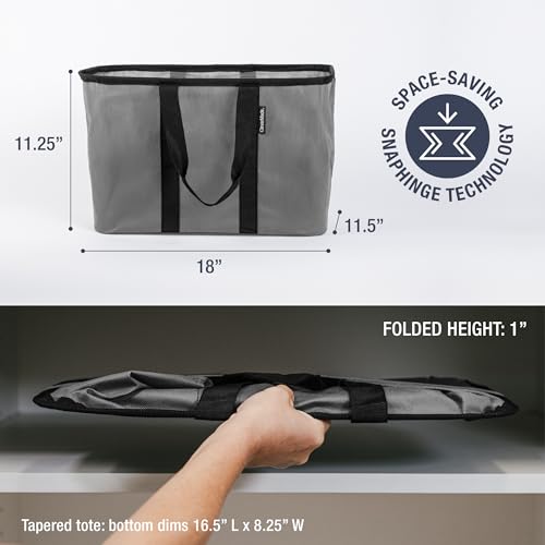 CleverMade EcoBasket Collapsible Grocery Tote, 30L Structured Tote Bag - color: Gray/Black, size: 30l - 1 Pack
