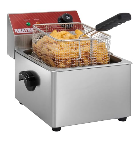Kratos Commercial Electric Countertop Deep Fryer, 10 lb. Fryer with Basket, Stainless Steel Fryer for Restaurants, Concession Stands