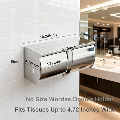 Double Toilet Paper Holder with Shelf, Wall Mount Tissue Dispenser
