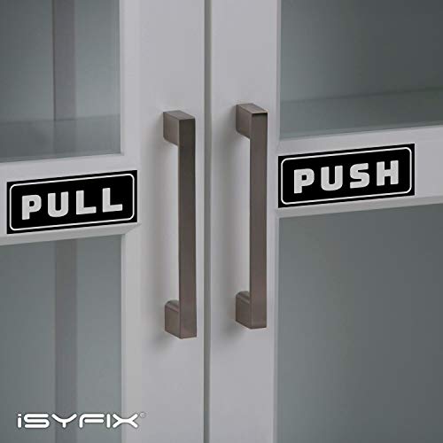 iSYFIX Push Pull Stickers Sign, 5x2 Inch, 2 Pack, Black/White - color: Black / White, size: Horizontal 2x5