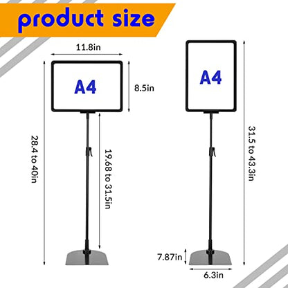 Hicarer 8 Pack Adjustable Sign Holder 8.5 X 11 in Pedestal Stand Black