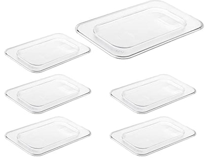 CURTA 6 Pack NSF 1/9 Size Food Pan Cover, Clear Polycarbonate Lidfor Commercial Food Pan, Dishwasher & Freezer Safe Plastic Clear - color: 1/9 Size, size: Handled Lids