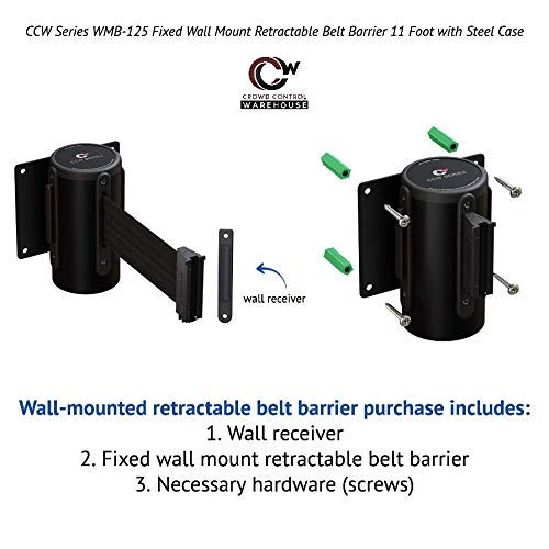 Crowd Control Warehouse 11 Ft Wall Mount Retractable Belt Barrier, Brown - color: Brown, size: Solid Color