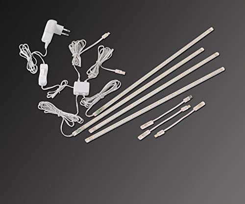 LED Display Light Bar Kit - (4) 16inches Plug-in Linkable Strip Lights for Large Display Cabinet - Series + Parallel Connection - White 6000K - color: Cool White (6000K)