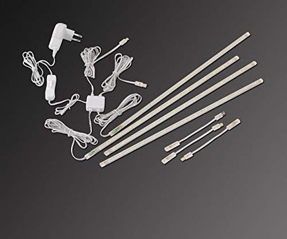 LED Display Light Bar Kit - (4) 16inches Plug-in Linkable Strip Lights for Large Display Cabinet - Series + Parallel Connection - White 6000K - color: Cool White (6000K)