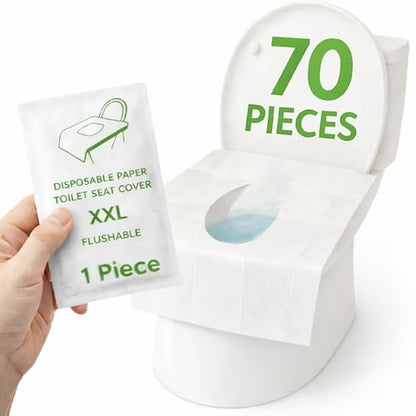 Individually Wrapped XXL Toilet Seat Covers Disposable Flushable for Travel (70 Pack), Full Coverage Paper Liners for Kids & Adults - size: XXL-70 individual packs