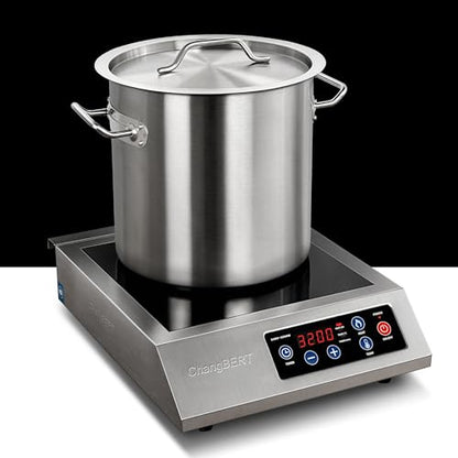 ChangBERT Portable Induction Cooktop 208-240V 3200W NSF Certified Commercial Range Countertop Burner Pro Chef Professional Hot Plate High Power Premium Stainless Steel Housing Schott Glass - style: FlameCold Series 3200W 208-240V