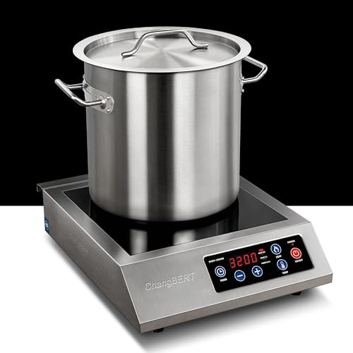 ChangBERT Portable Induction Cooktop 208-240V 3200W NSF Certified Commercial Range Countertop Burner Pro Chef Professional Hot Plate High Power Premium Stainless Steel Housing Schott Glass - style: FlameCold Series 3200W 208-240V