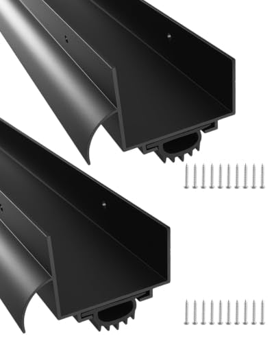 2 Pcs 1-3/4" x 36" U Shaped Aluminum Door Sweep with Drip Cap, Black - size: 2 Pcs,Black