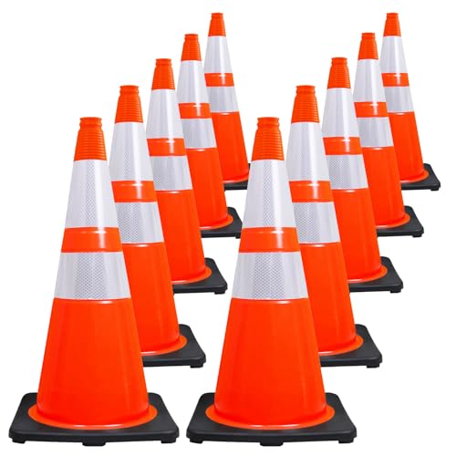 Brimar 28 Inch Traffic Cones 10 Pack, Orange PVC Safety Cones, MUTCD - size: 10 Pack