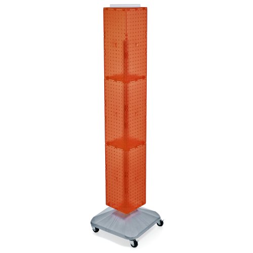 Azar Displays 703390-ORG Standard Four- Sided Interlocking Pegboard Floor Display, Orange Translucent Color - color: Orange
