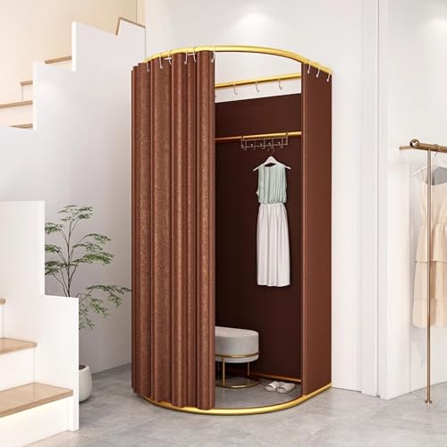 Clothing Store Fitting Room with Shading Curtain, Portable Temporary Mobile Privacy Protection Dressing Room, Foldable Mall Simple Changing Room and Temporary Mobile Room, 200x100x95cm(Brown) - color: Brown