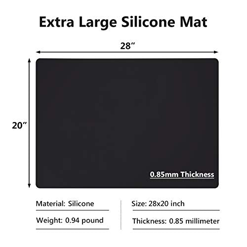 Gartful Extra Large Silicone Mats for Countertop, 28" by 20" Multipurpose Mat, Counter Table Protector, Desk Saver Pad, Placemat Nonstick Nonskid Heat-Resistant Pad, Black - color: Black, size: XL-28" x 20" x 0.03"
